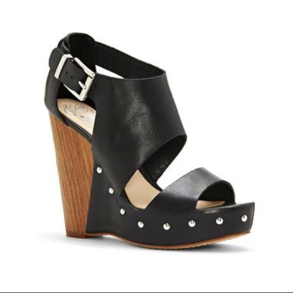Vince Camuto Matta Studded Platform Wedge BLACK - Picture 1 of 9
